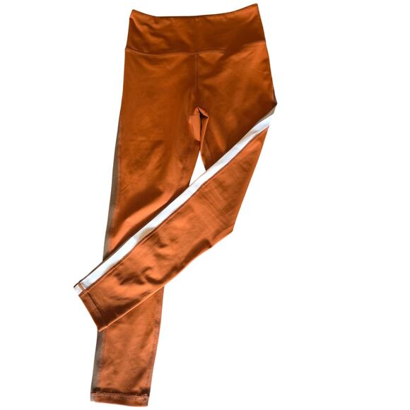Zyia Orange Side Striped Joplin Light N Tight Leggings 4 Womens Skinny Workout - Picture 3 of 5